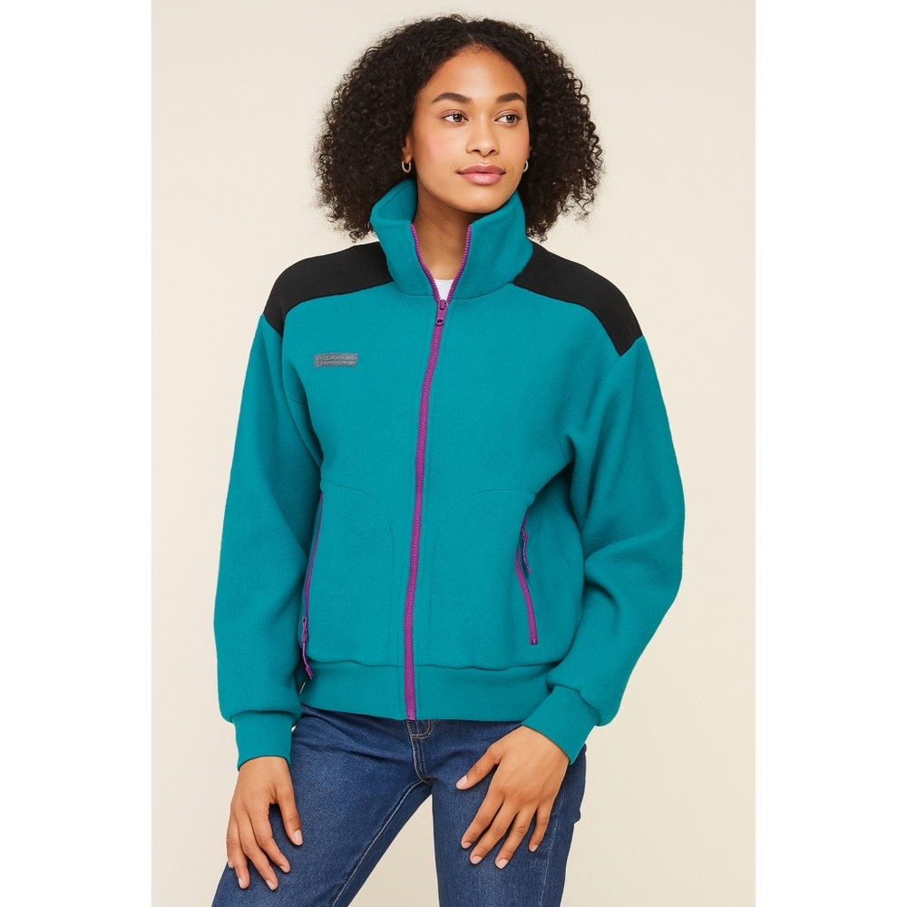Vintage 1990s Columbia Womens Radial Sleeve Full Zip Blue Fleece Jacket Size M